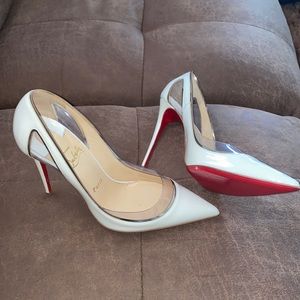 Cosmo 100 patent snow white leather pumps 38.5